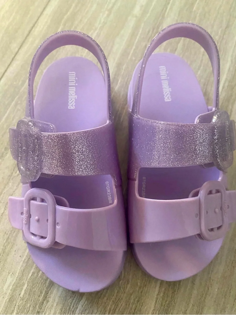 Mini Melissa Lavender Glitter Jelly Sandals
